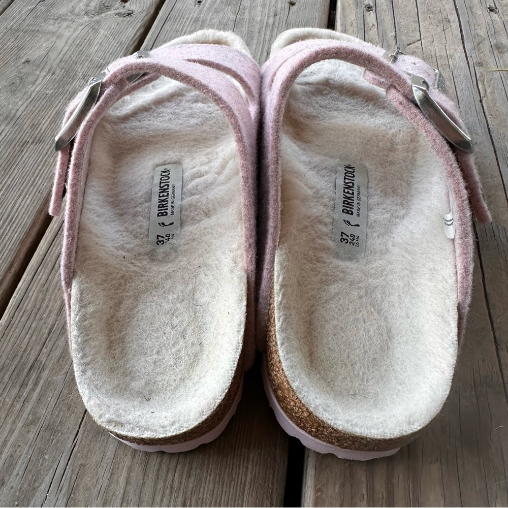 Birkenstock Arizona Happy Lamb Wool Felt Sandals 6 37 - Picture 9 of 12